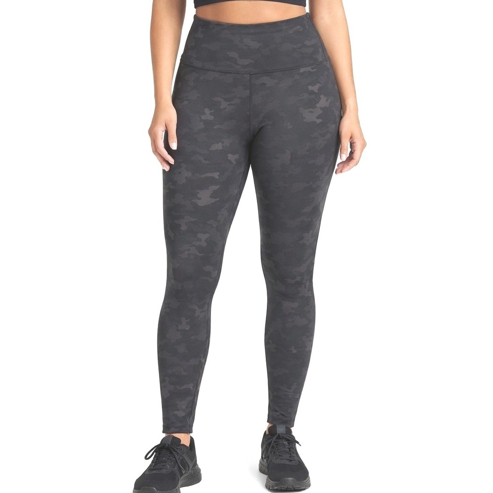 Spanx Look At Me Now Seamless Leggings Black Camo High Waist Large L/G